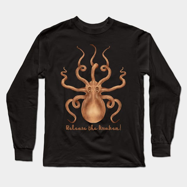 Release the  Brown Kraken! Long Sleeve T-Shirt by andantino